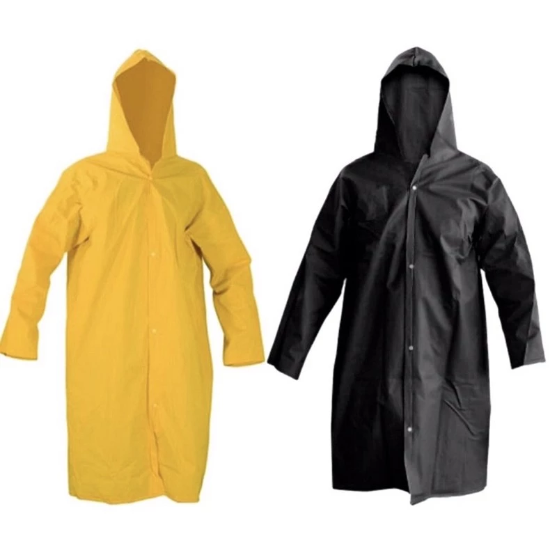 Capa De chuva impermeável preta/Amarela azul PVC plástico forrada com capuz proteção segurança